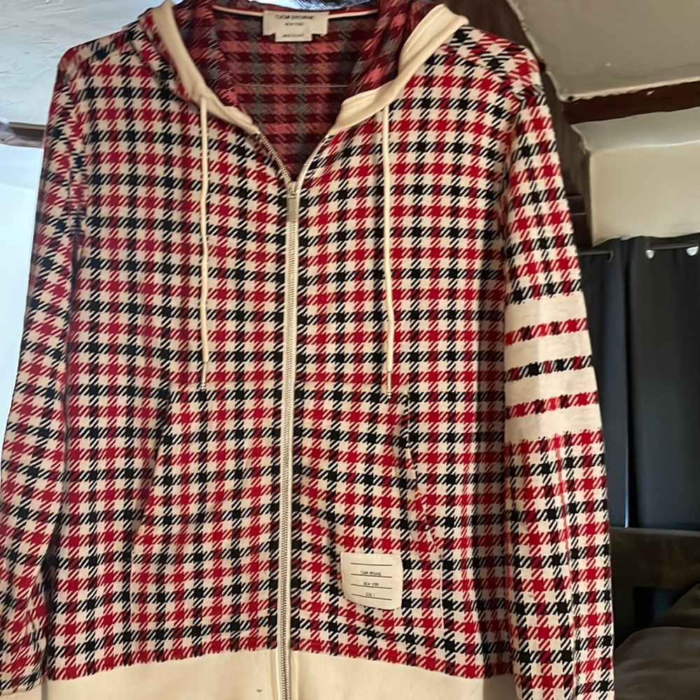 Thom Browne Plaid 4 bar Hoodie size 1